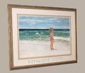 Framed size 39 x 58 beach girl painting