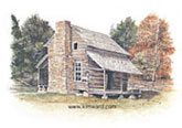  10 x 15 country cabin - watercolor