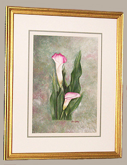 Framed Size 19 x 26  calla lily Painting