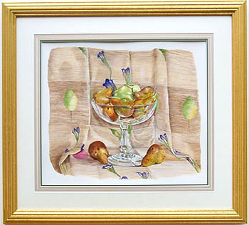 Fruit Painting of pears in a vase