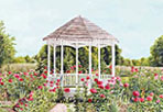  15 1/2 x 23 Victorian Art- Gazebo and Poppies