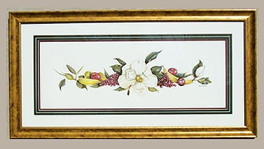 watercolor magnolia and fruit