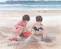 boy and girl playing on the beach