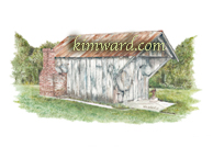 paper size  13 x 19 Old Country Corn Crib Shed