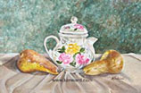 Unframed: 11 ½  x 15 ½ Framed: 19 ½ x 23 ½<BR>(140 lb. paper)teapot and Pears