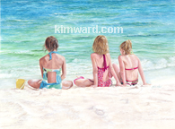 three little girls beach print
