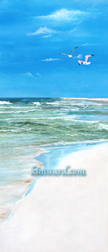 vertical beach print seagulls 12 x 28 and 8 x 18